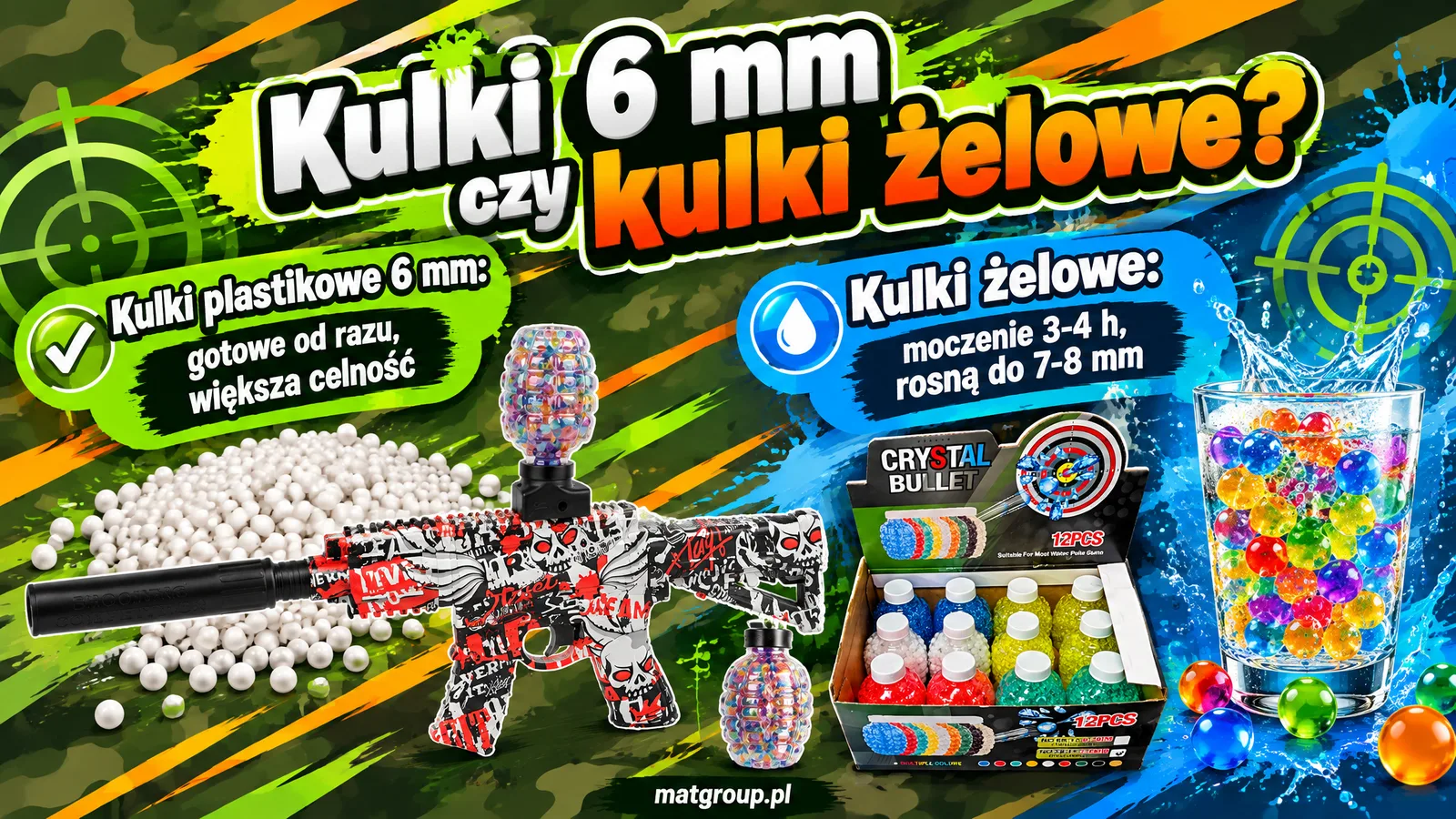 Pistolet na kulki żelowe i kulki żelowe 7-8 mm